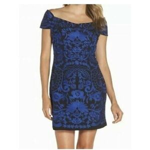 New Foxiedox Anthropologie Betina Embroidered Short Sleeves Cocktail Dress